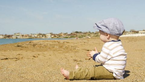 孩子,海灘,病得醫治