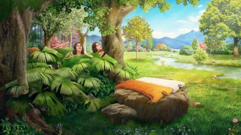 神用皮子給亞當和夏娃做衣服穿