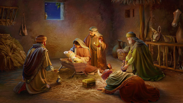 耶穌誕生,耶穌降生在馬槽,三博士朝拜主耶穌